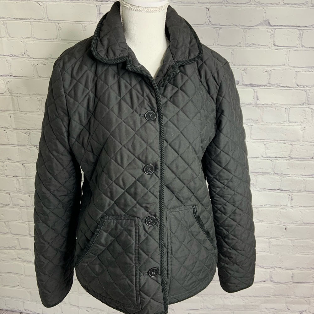 Chaps Quilted Black Coat Large